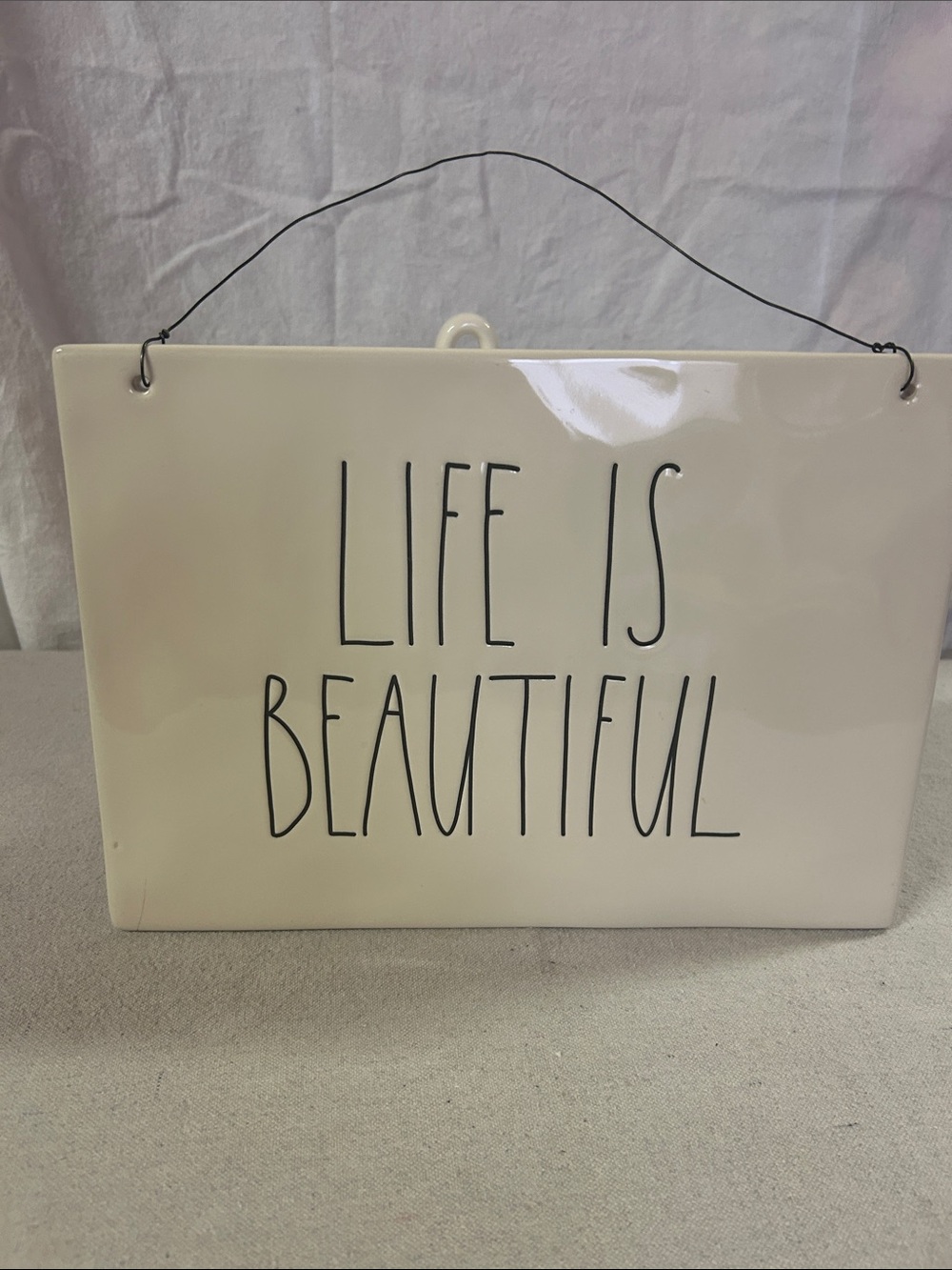 Rae Dunn Cream "Life Is Beautiful" Wall Plaque